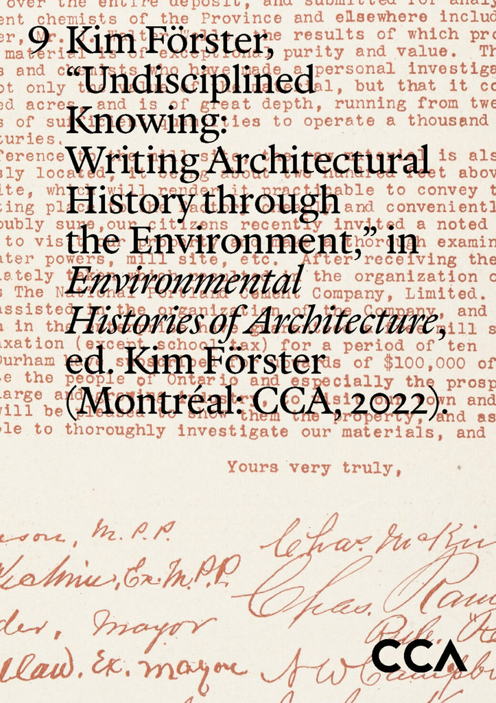 Undisciplined Knowing: Writing Architectural History Through the Environment