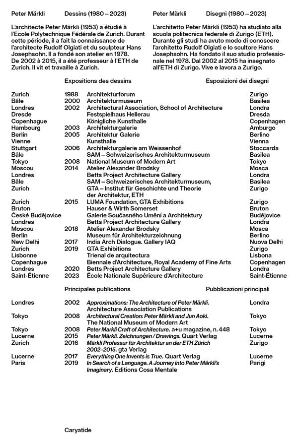 Peter Märkli: Dessins, disegni